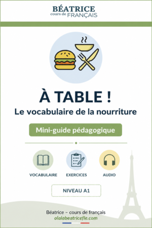 Portada de la guía en PDF À table ! Le vocabulaire de la nourriture